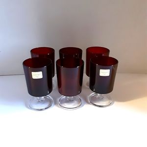 LUMINARC Ruby Red Sherry or Juice Glasses Small Goblets France 3 3/4"
